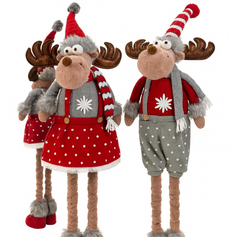 Renifer świąteczny na Boże Narodzenie, wyciągane nogi, z pluszu, 60-90 cm - KSN202 - obrazek 4