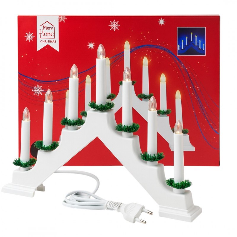 Świecznik adwentowy LED, ciepła biel 7 świec lampka biała LAMP61