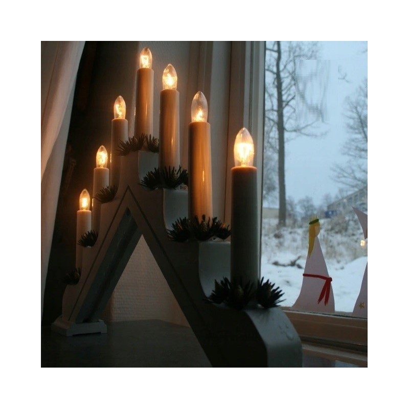 Świecznik adwentowy LED, ciepła biel 7 świec lampka biała LAMP61 - obrazek 3