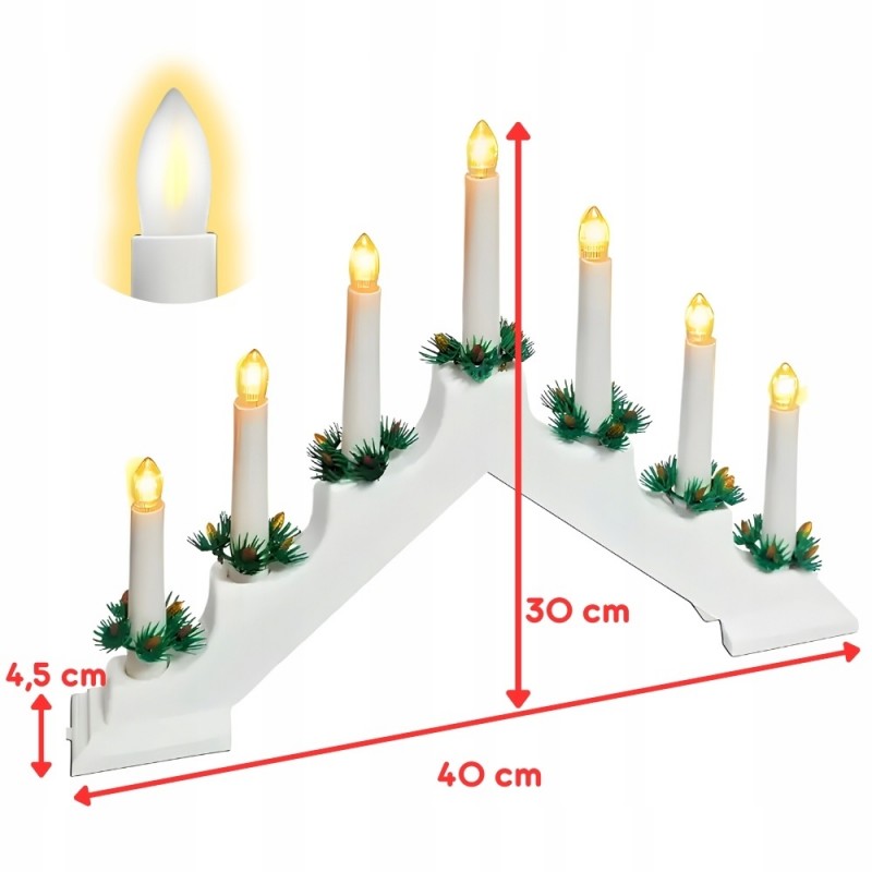 Świecznik adwentowy LED, ciepła biel 7 świec lampka biała LAMP61 - obrazek 5