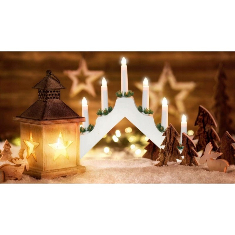 Świecznik adwentowy LED, ciepła biel 7 świec lampka biała LAMP61 - obrazek 6