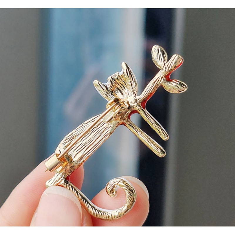 Broszka ozdobna CZARNY KOTEK BZ163 - obrazek 2