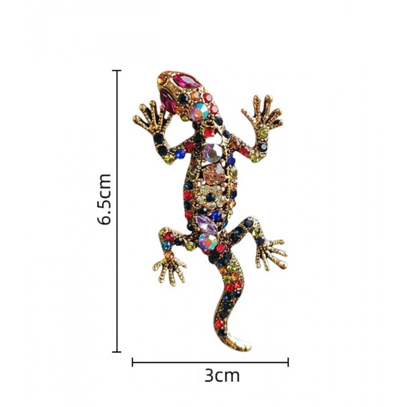 Broszka ozdobna kryształki KAMELEON KOLOROWY BZ167 - obrazek 3