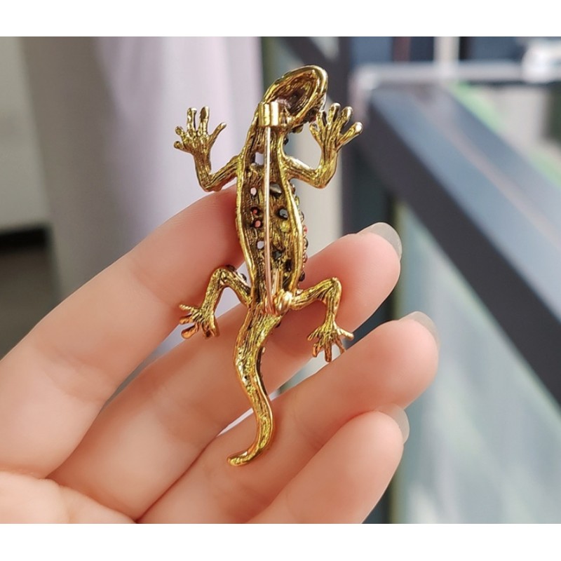 Broszka ozdobna kryształki KAMELEON KOLOROWY BZ167 - obrazek 4