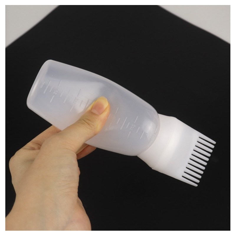 Grzebień, aplikator butelka, szczotka z podziałką do wcierek, farb i maseczek do włosów 60 ml SCZ06R - obrazek 3