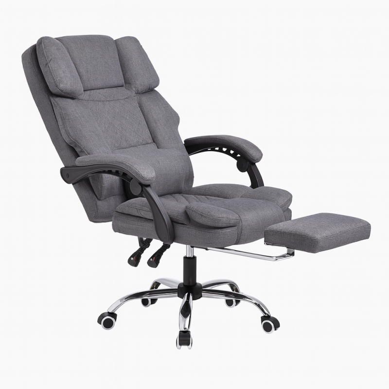 Fotel biurowy obrotowy MASTER z podnóżkiem i masażerem - szary MATERIAŁ KO32SZ - obrazek 2