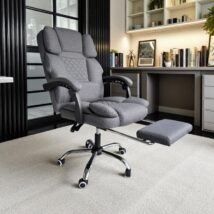 Fotel biurowy obrotowy MASTER z podnóżkiem i masażerem – szary MATERIAŁ KO32SZ