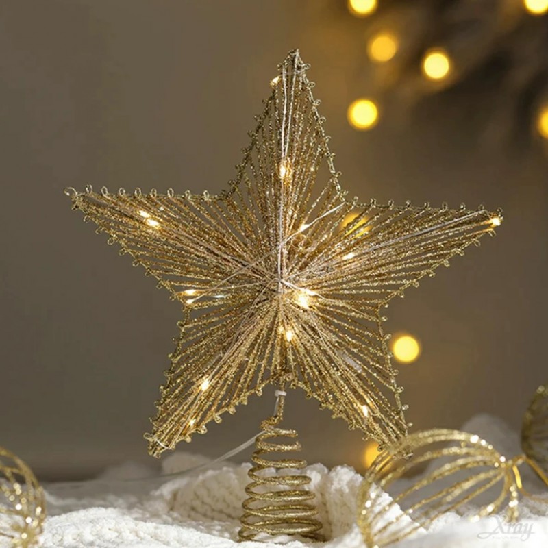 Czubek na choinkę metalowy XXL 30 cm LED brokat BOŻE NARODZENIE WOZ12 - obrazek 2