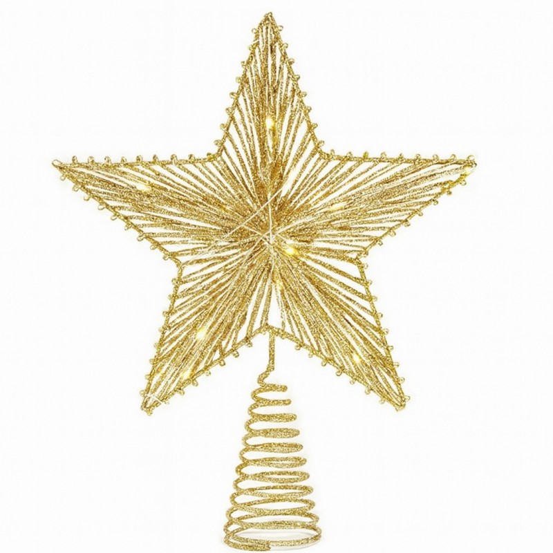 Czubek na choinkę metalowy XXL 30 cm LED brokat BOŻE NARODZENIE WOZ12 - obrazek 3