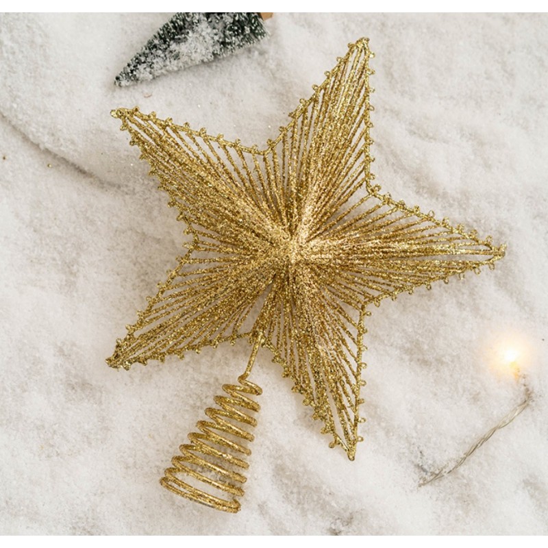 Czubek na choinkę metalowy XXL 30 cm LED brokat BOŻE NARODZENIE WOZ12 - obrazek 5