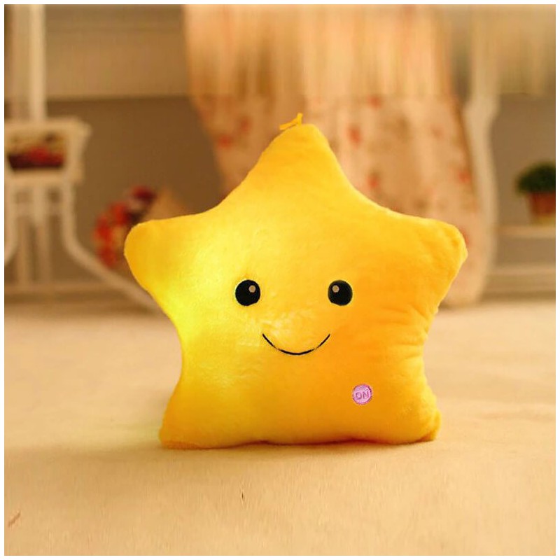 Poduszka w kształcie Gwiazdki Żółta Ombre LED, piękna welurowa 40x35 cm PDS19 - obrazek 2