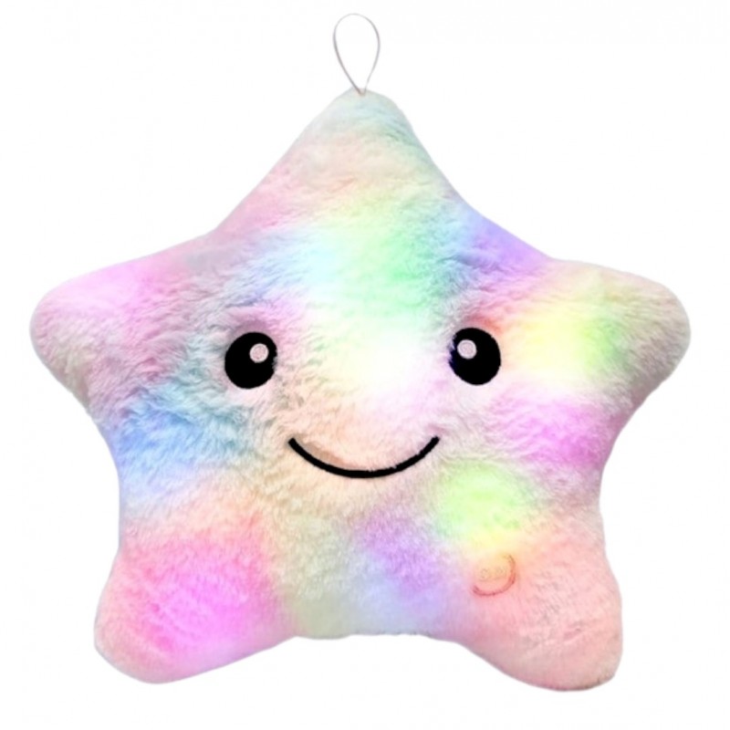 Poduszka w kształcie Gwiazdki Róż Ombre LED, piękna welurowa 40x35 cm PDS20