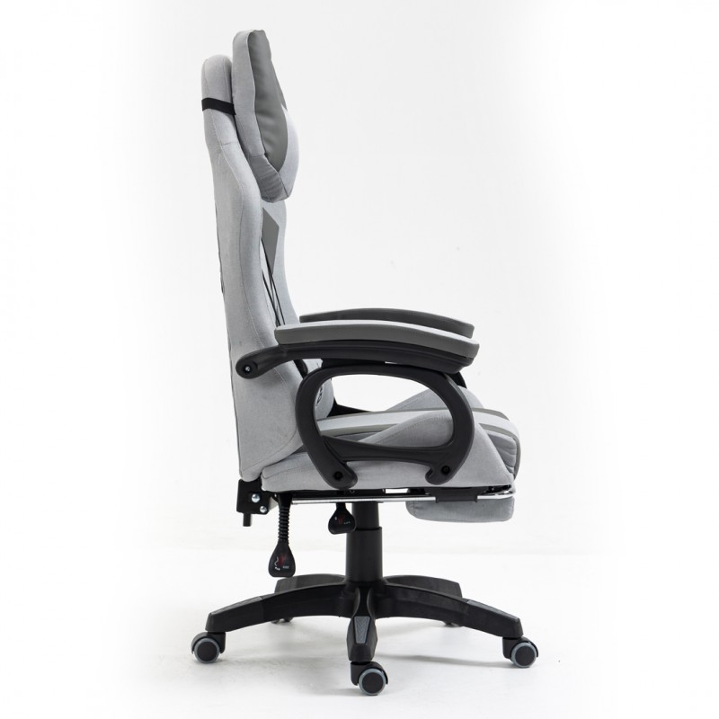 Fotel gamingowy obrotowy STUDENT, podnóżek i poduszka masująca, szary KO23SZ - obrazek 6