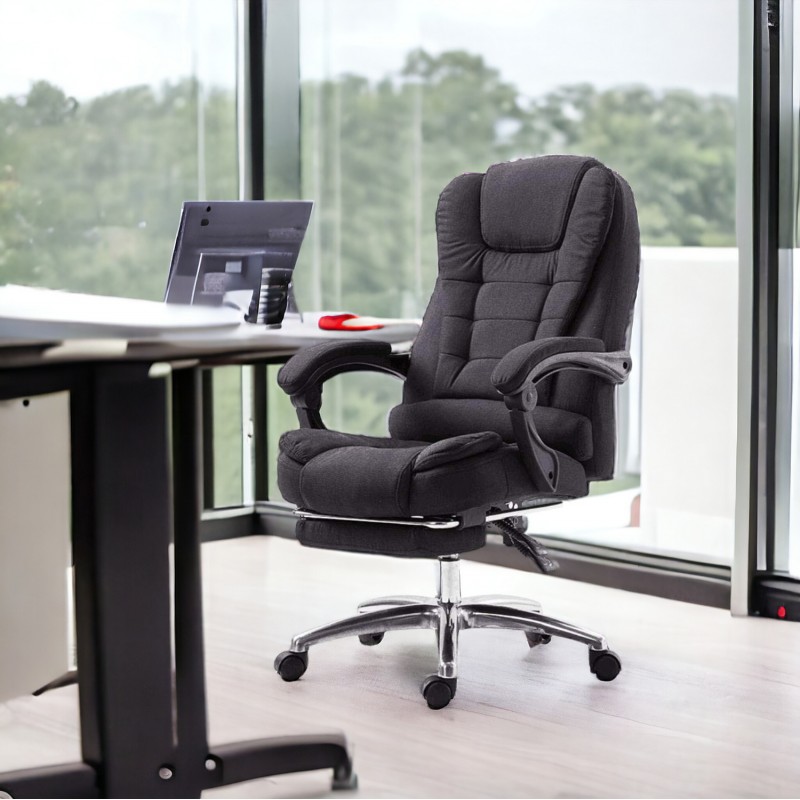 Fotel biurowy obrotowy BOSS z podnóżkiem - czarny MATERIAŁ KO22CZ-MAT - obrazek 2