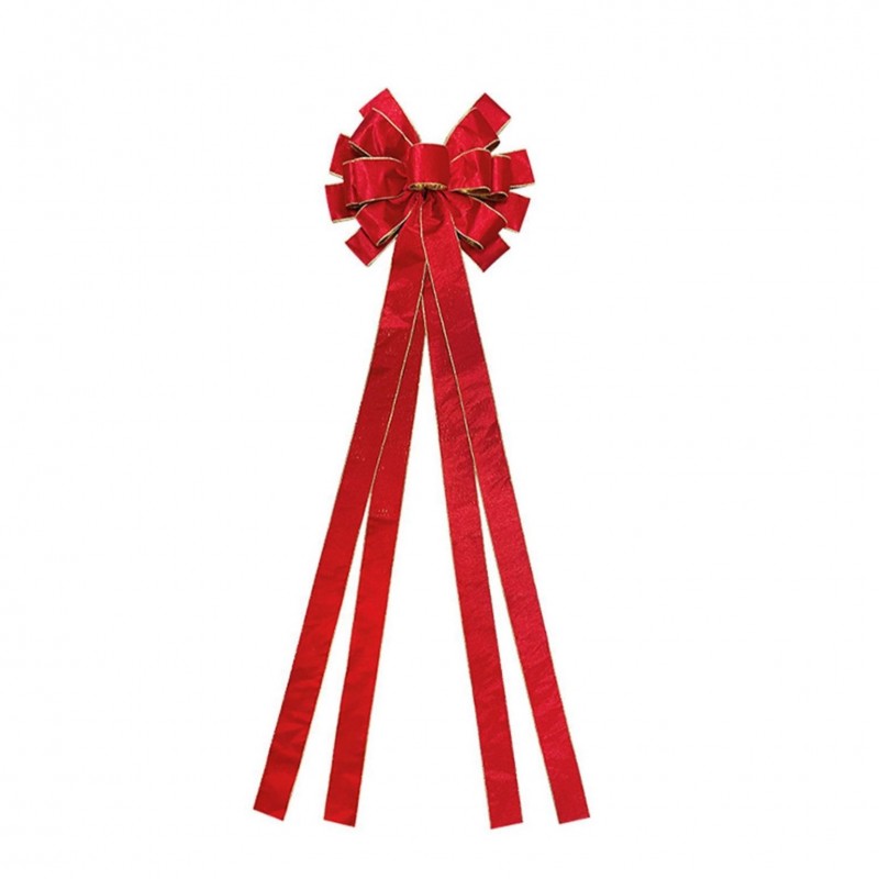 Duża czerwona kokarda XL ozdoba świąteczna na drzwi, choinkę welur 33 x 120cm WOZ44 - obrazek 2