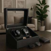 Rotomat na zegarek automatyczny, szkatułka gablotka Karbon czarny 31x24x18cm PD105