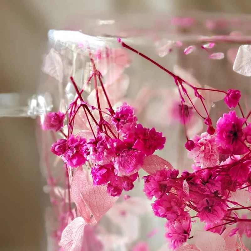 Szklanka termiczna z kwiatami w środku, gipsówka hortensje róż 300 ml 1szt SZK149 - obrazek 4