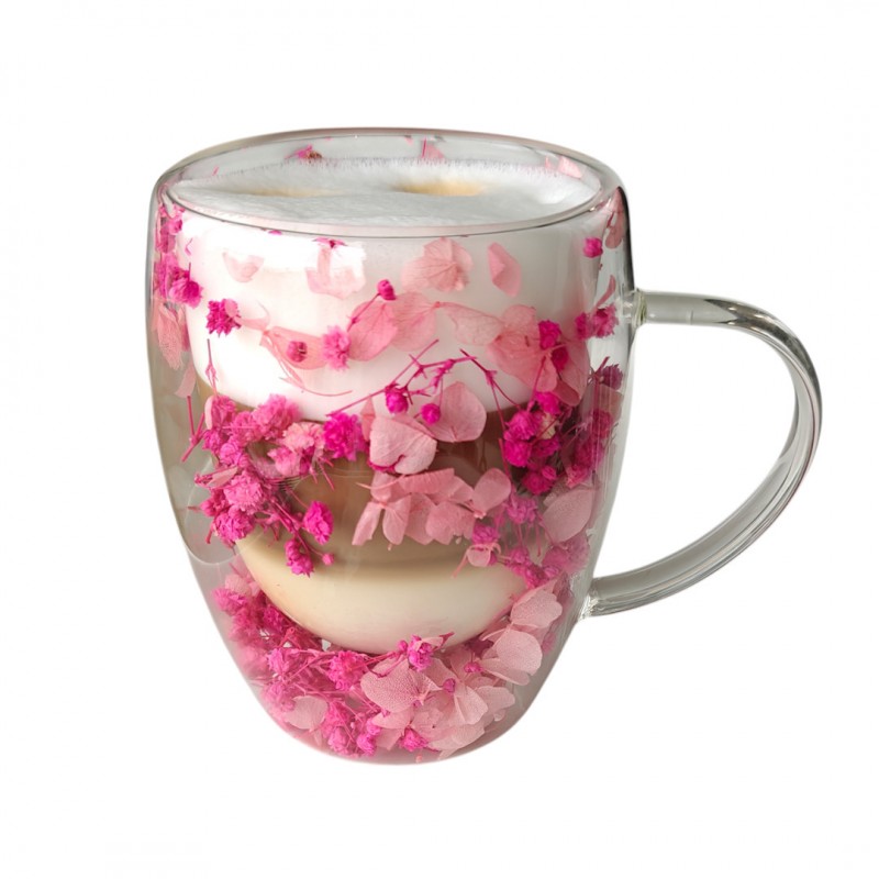 Szklanka termiczna z kwiatami w środku, gipsówka hortensje róż 300 ml 1szt SZK149 - obrazek 6