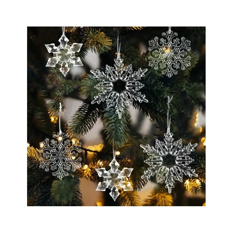 Zestaw zawieszek transparentne śnieżynki 12szt. w opakowaniu BSN71 - obrazek 5