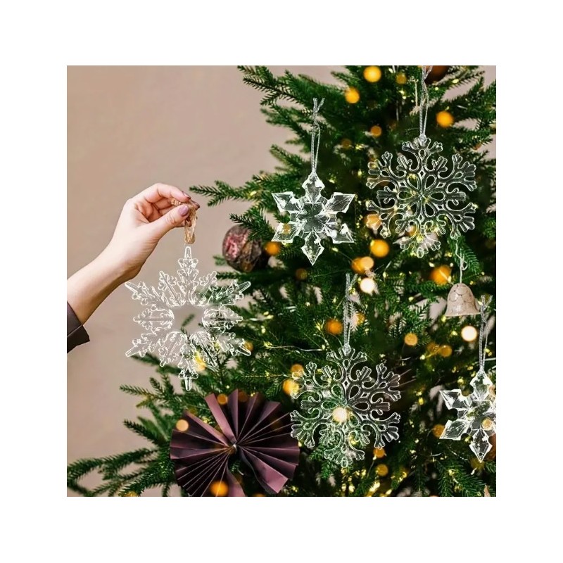 Zestaw zawieszek transparentne śnieżynki 12szt. w opakowaniu BSN71 - obrazek 6