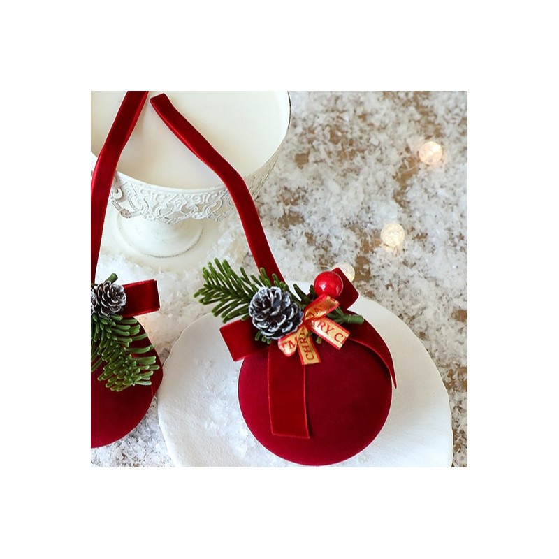 Bombka zawieszka na choinkę z kokardą i stroikiem, 1 sztuka 22cm WOZ48 - obrazek 3