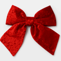 Czerwona kokarda, welurowa ozdoba świąteczna 35x35cm WOZ54