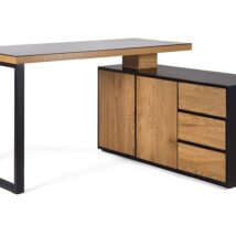 Biurko z blatem obrotowym i komodą NEIL czarny/dąb