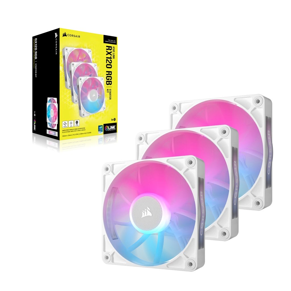Corsair iCUE LINK RX120 RGB Obudowa komputera Wentylator 12 cm Biały 3 szt. - obrazek 3