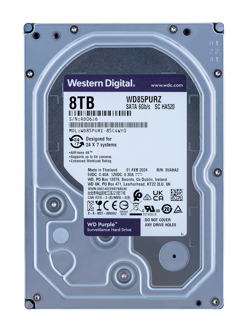 Dysk HDD WD Purple WD85PURZ (8 TB ; 3.5"; 256 MB; 5640 obr/min)