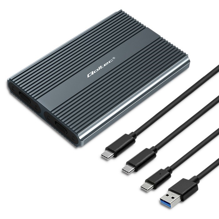 Qoltec Obudowa | kieszeń na dysk M.2 SSD | SATA | NVMe | USB-C | DUAL 2 x 2TB - obrazek 4