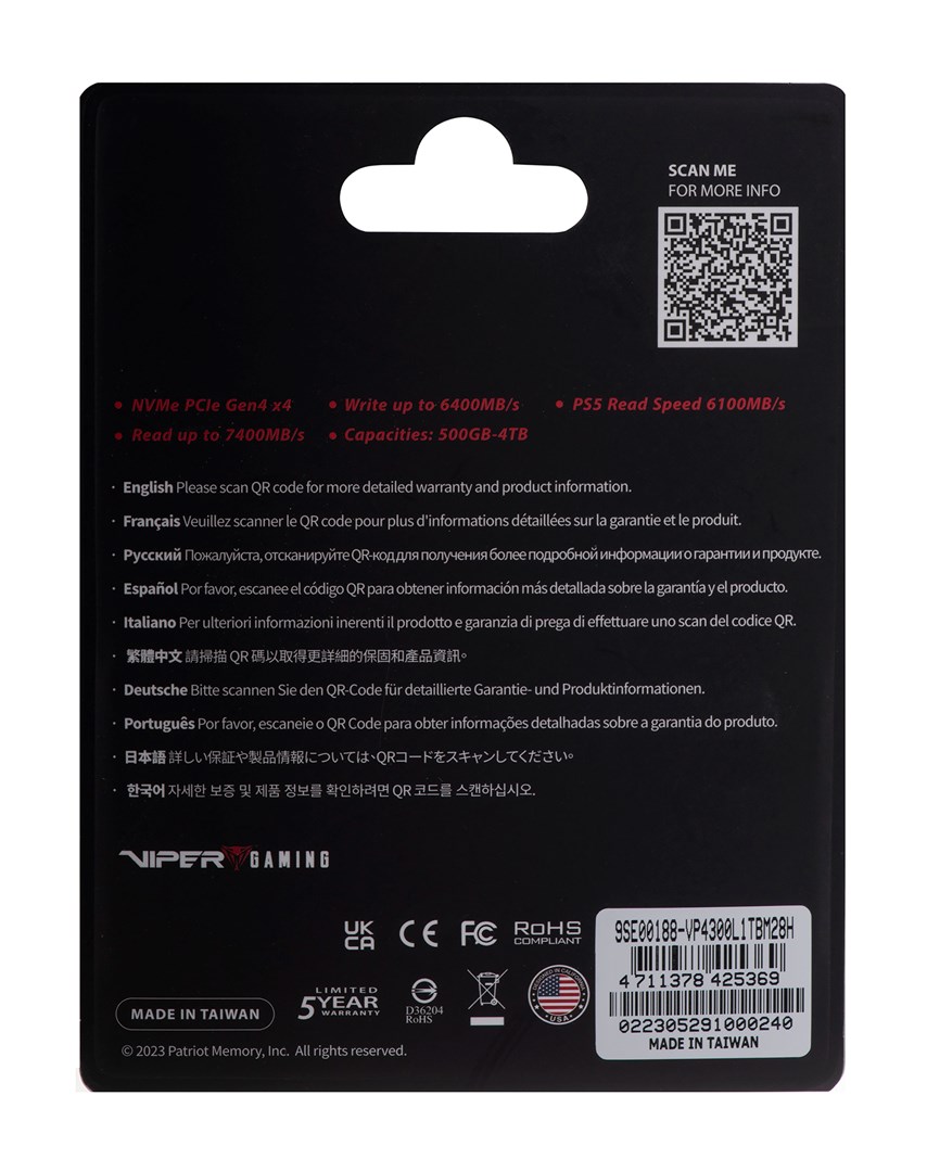 SSD Patriot Viper VP4300L M.2 PCI-Ex4 NVMe 1TB - obrazek 4