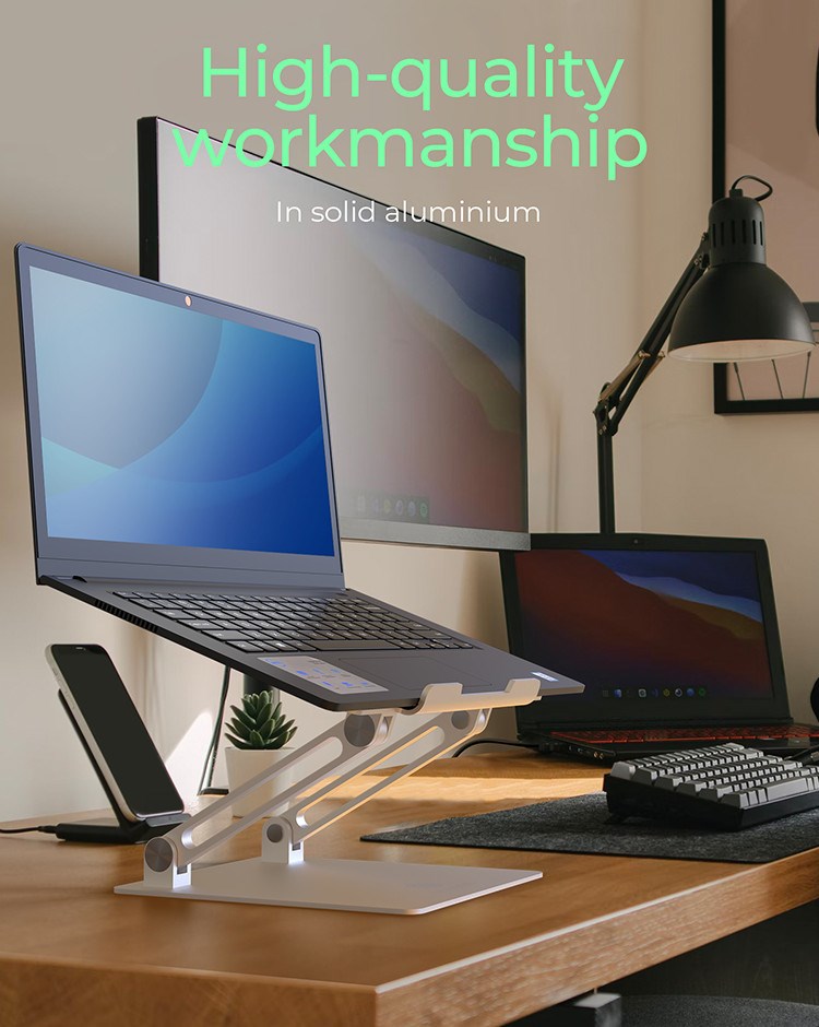 Podstawka pod laptopa ICY BOX IB-NH300 Srebrny Aluminium Silikon 43.2 cm (17") 3 kg 15 cm - obrazek 3