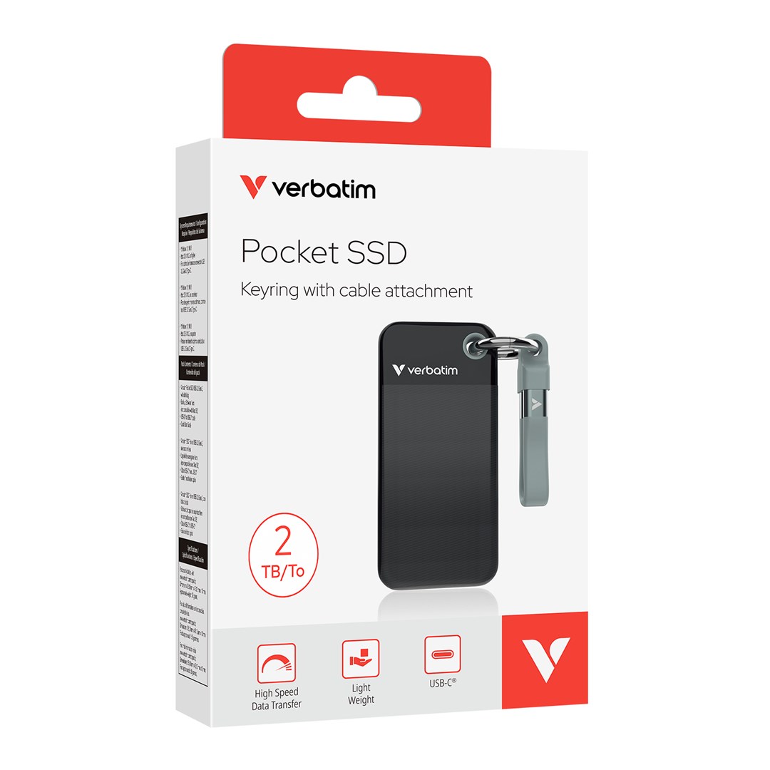 Verbatim Pocket SSD 2 TB USB Type-C 3.2 Gen 2 (3.1 Gen 2) Czarny, Szary - obrazek 3