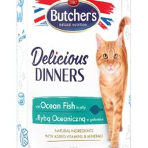 BUTCHER’S Delicious dinners Kawałki z rybą morską w galaretce – mokra karma dla kota – 400 g