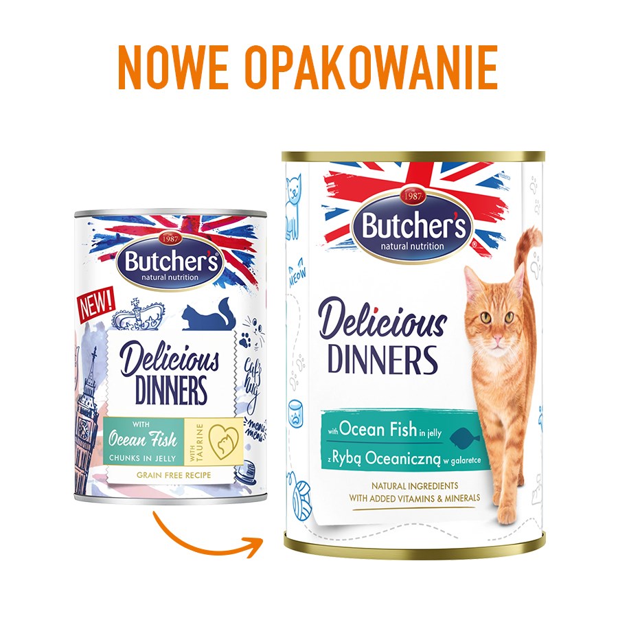 BUTCHER'S Delicious dinners Kawałki z rybą morską w galaretce - mokra karma dla kota - 400 g - obrazek 3