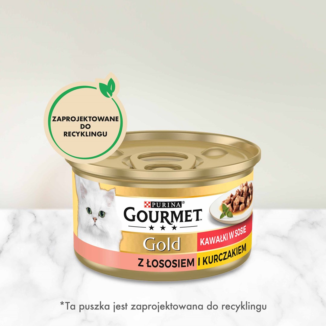 GOURMET GOLD Łosoś i kurczak w sosie mokra karma dla kota - puszka - 85 g - obrazek 4