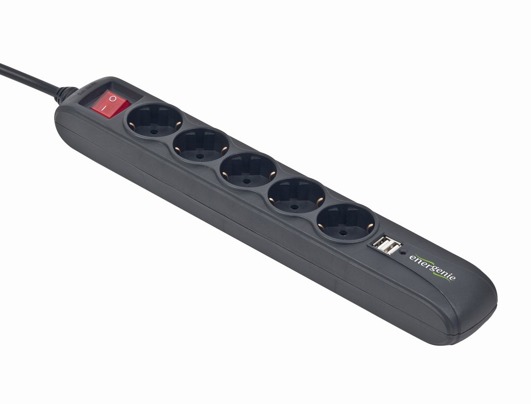 Listwa przeciwprzepięciowa EnerGenie SPG5-U2-5 z ładowarką 2xUSB/2A (1,5 m) - obrazek 2