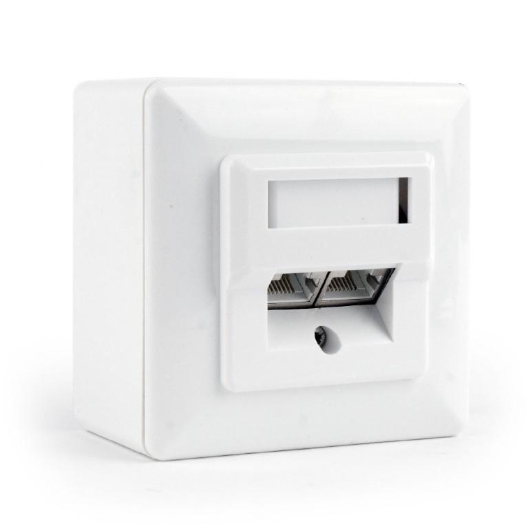 Gniazdo natynkowe Gembird MWS-2S6-01 STP dwuportowe kat. 6 (białe) - obrazek 3