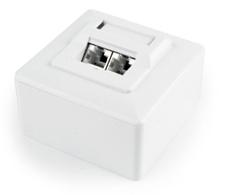 Gniazdo natynkowe Gembird MWS-2S6-01 STP dwuportowe kat. 6 (białe) - obrazek 5