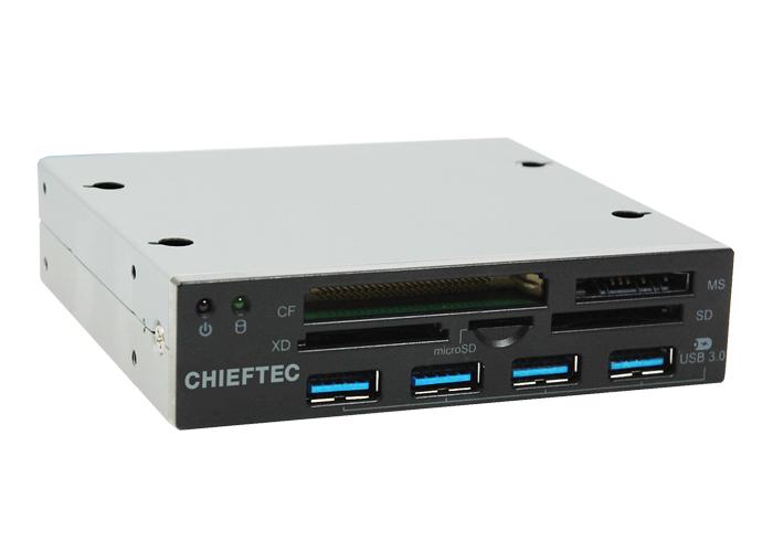 Czytnik kart pamięci Chieftec + 4 x USB 3.0 3.5" Czarny