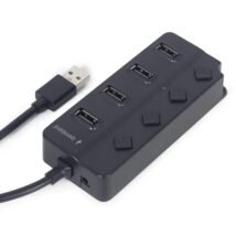 Gembird Hub USB 2.0 4-Portowy z włącznikiem (czarny)