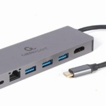 Adapter USB-C męski do Hub 3.0 + HDMI + PD + czytnik kard + RJ-45 Gembird A-CM-COMBO5-05