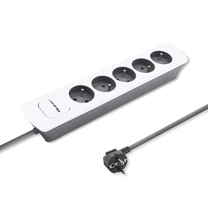 Listwa zasilająca Qoltec 5 gniazd 1.8m (biało-szara) - obrazek 2