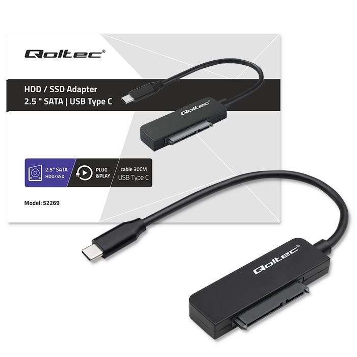 Adapter/Przejściówka SATA na dysk SSD HDD 2.5" USB-C Super speed 5Gb/s 2TB Qoltec - obrazek 2