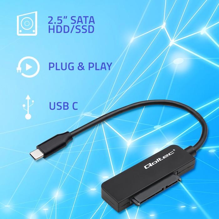 Adapter/Przejściówka SATA na dysk SSD HDD 2.5" USB-C Super speed 5Gb/s 2TB Qoltec - obrazek 5