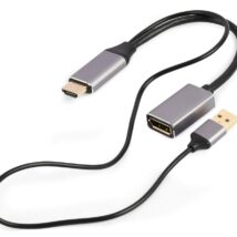 Adapter HDMI męski do DisplayPort żeński + USB-A męski 4K Gembird A-HDMIM-DPF-02