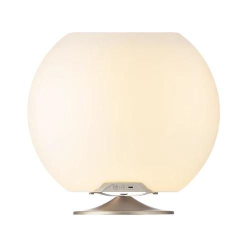 Lampa przenośna LED 3w1 Kooduu Sphere Brushed Silver z wbudowanym głośnikiem i komorą chłodzącą