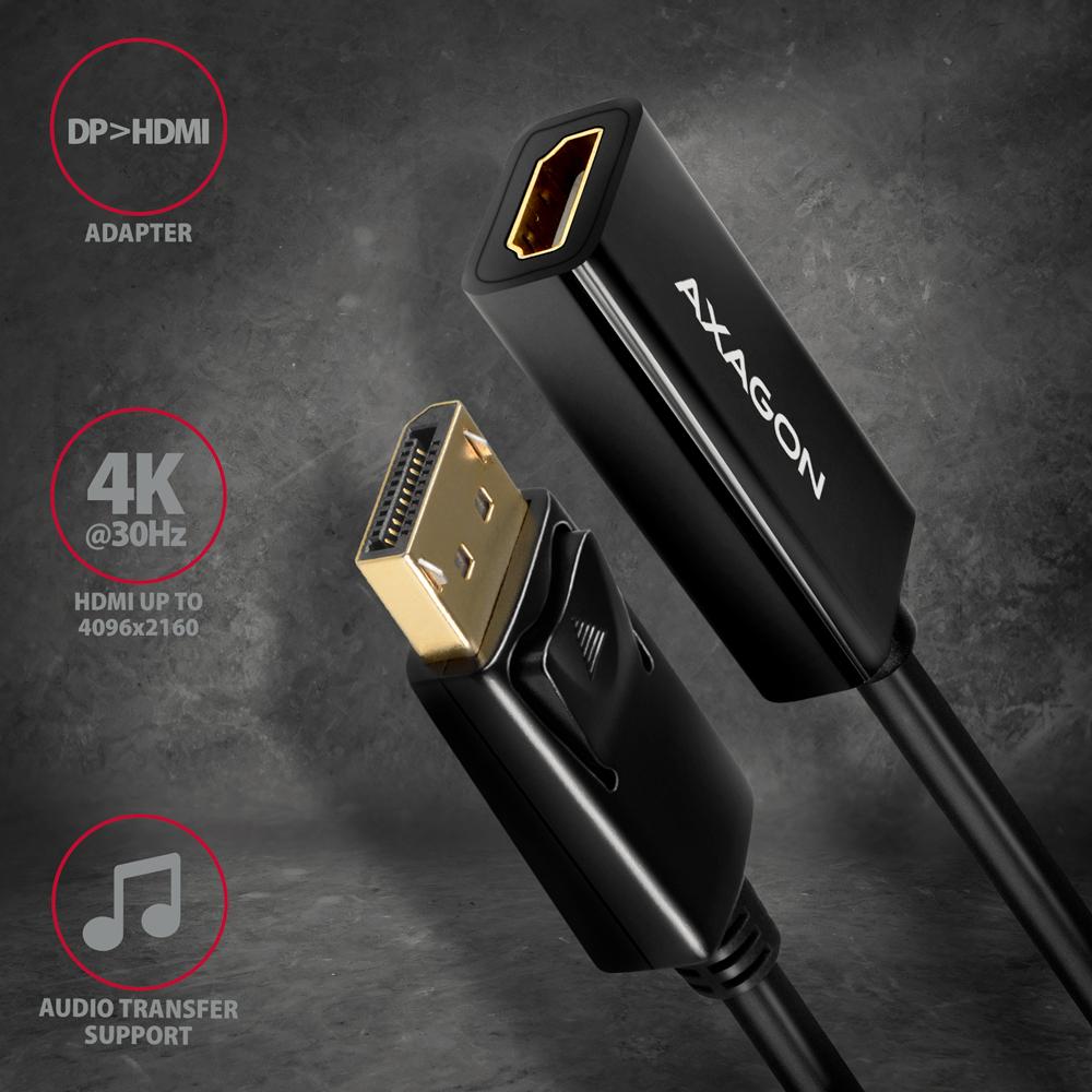 Adapter Wideo Axagon DisplayPort do HDMI 1.4 4K/30Hz 0,15 mm - obrazek 2
