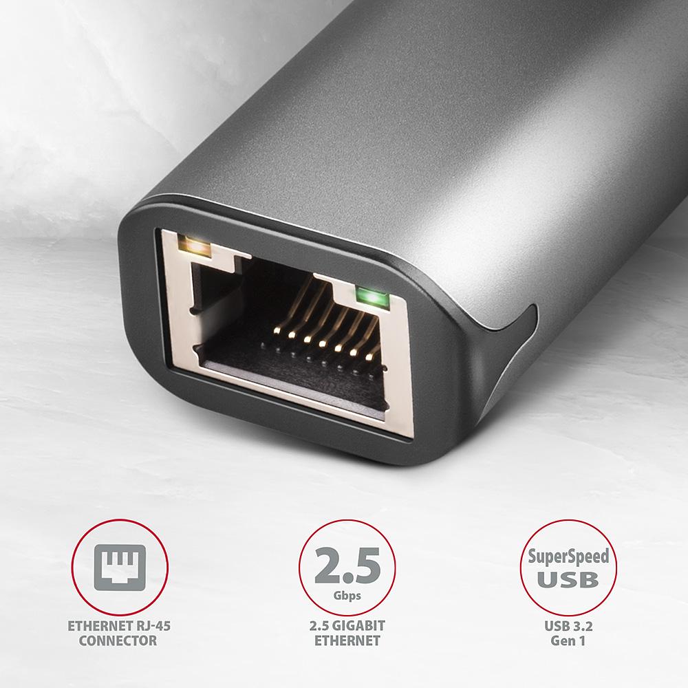 Karta sieciowa Axagon ADE-25R USB3.2 Gen 1 Type-A / 2.5 Gigabit Ethernet szara - obrazek 2