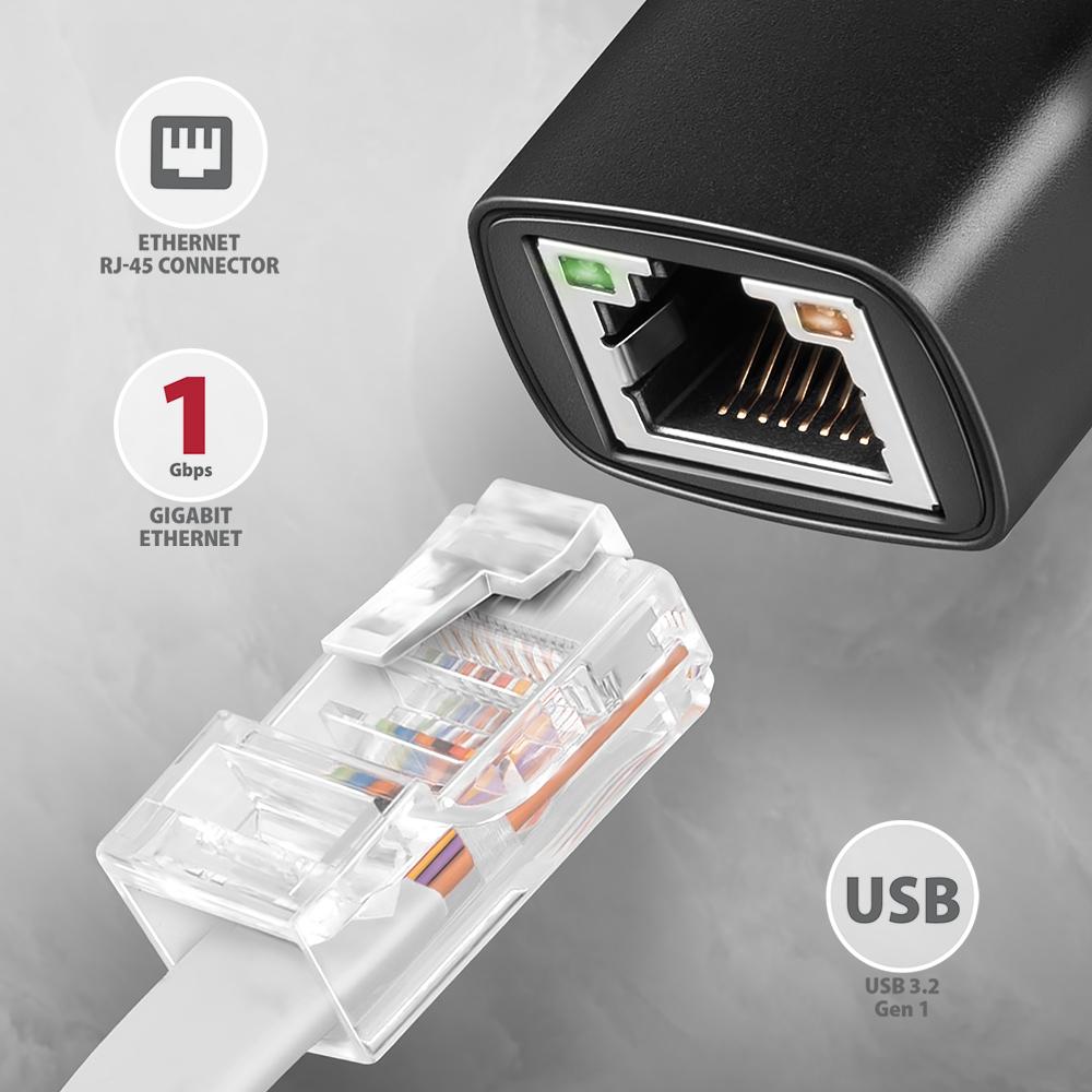 Karta sieciowa Axagon ADE-AR USB3.2 Gen 1 Type-A / Gigabit Ethernet 10/100/1000 - obrazek 2